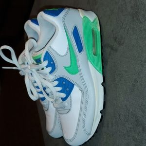 Nike Air Max white,green, and blue size 4y
